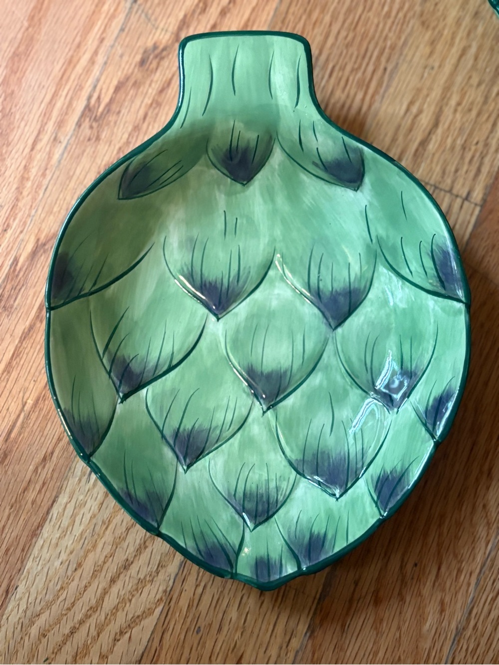 Clay Art “ROMA” Artichoke Dish 8.5”L X 6.5”W Hand Painted
